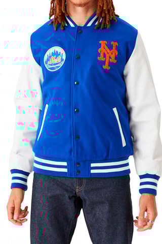Teddy en laine MLB Wordmark Varsity Ney York Mets - Bleu et blanc