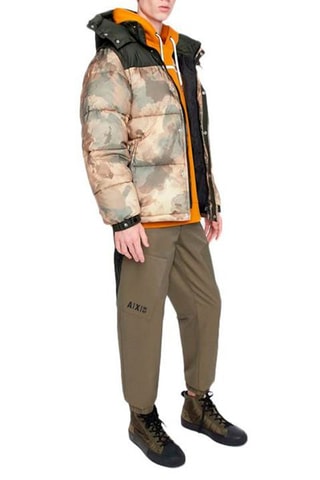 Doudoune à capuche - Kaki et noir