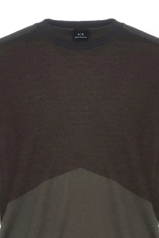 Pull en laine vierge - Vert et marron