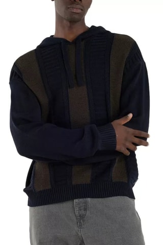 Pull en laine vierge - Marron et bleu marine