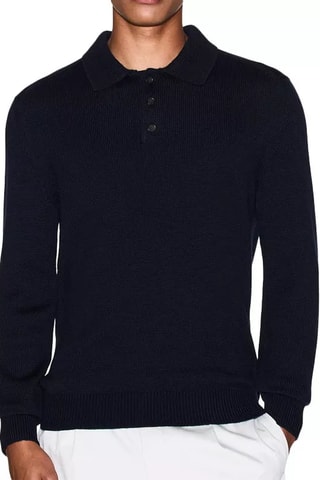 Polo en laine vierge - Bleu marine