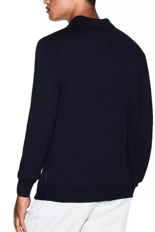 Polo en laine vierge - Bleu marine