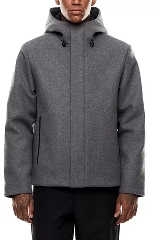 Veste en laine à capuche - Gris