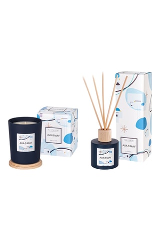 	Diffusore di profumo Santorini - Cedro, fava tonka e rosmarino e candela profumata Santorini - Cedro, fava tonka e rosmarino