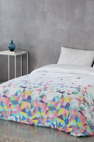 Housse de couette en coton 57 fils/cm² Echo - Blanc et fuchsia