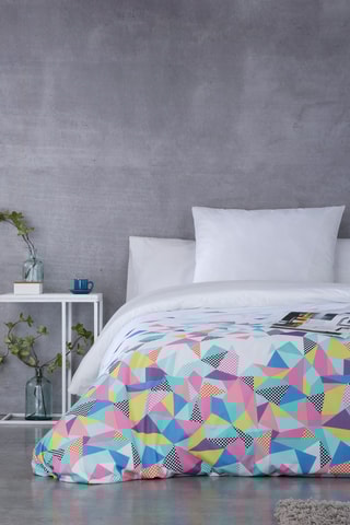 Housse de couette en coton 57 fils/cm² Echo - Blanc et fuchsia