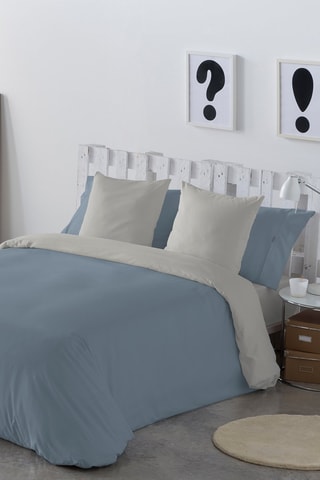Housse de couette en coton 57 fils/cm² Casual - Bleu charrette et écru