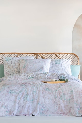 Housse de couette en coton 57 fils/cm² Palm A-B - Ecru et beige