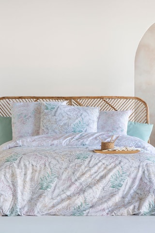 Housse de couette en coton 57 fils/cm² Palm A-B - Ecru et beige