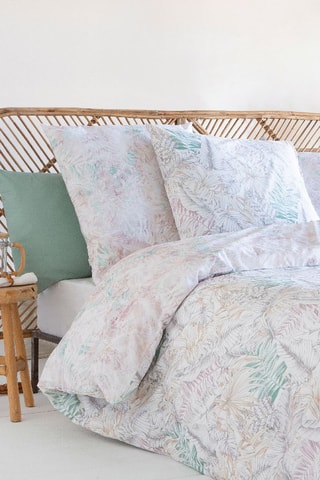 Housse de couette en coton 57 fils/cm² Palm A-B - Ecru et beige