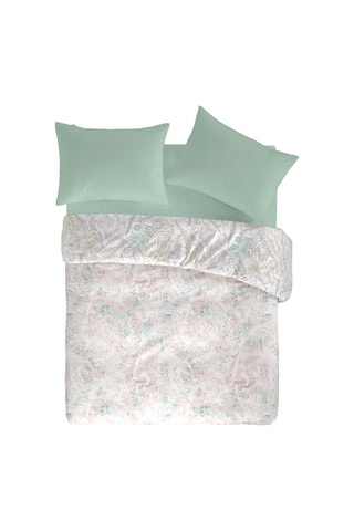 Housse de couette en coton 57 fils/cm² Palm A-B - Ecru et beige