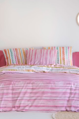 Housse de couette en coton 57 fils/cm² Tribe A-B - Ecru et orange