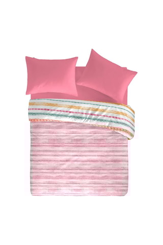 Housse de couette en coton 57 fils/cm² Tribe A-B - Ecru et orange