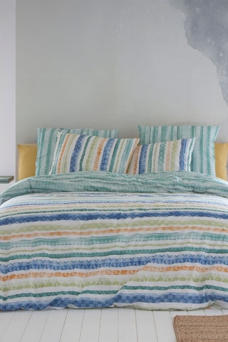 Housse de couette en coton 57 fils/cm² Tribe - Blanc et bleu