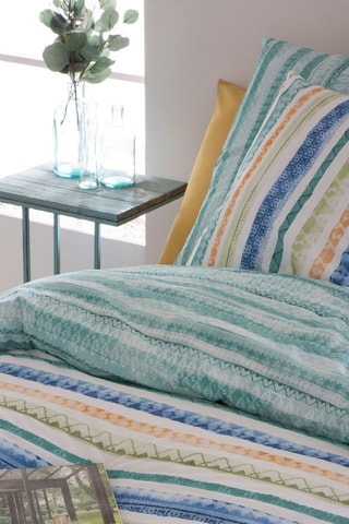 Housse de couette en coton 57 fils/cm² Tribe - Blanc et bleu