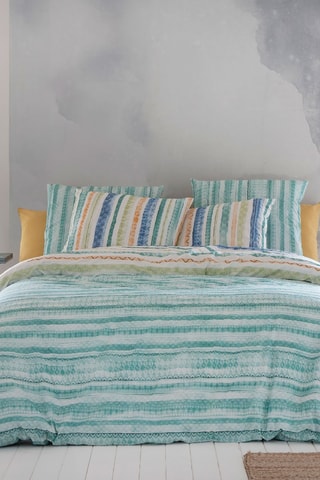 Housse de couette en coton 57 fils/cm² Tribe - Blanc et bleu