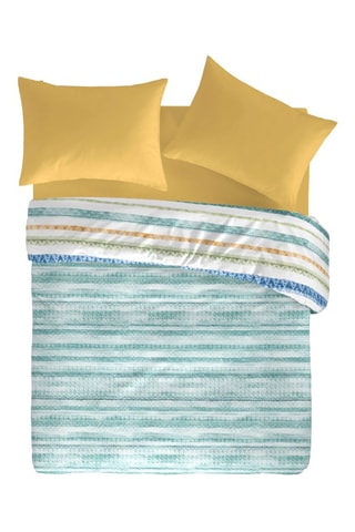 Housse de couette en coton 57 fils/cm² Tribe - Blanc et bleu