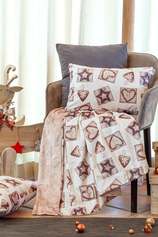 Plaid Warm xmas velluto Beige et gris