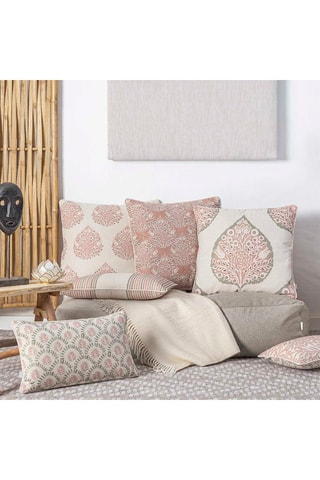 2 housses de coussin Blue Leaf Raya - Rose et beige - 30 x 50 cm