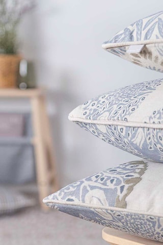 2 housses de coussin Blue Leaf Raya - Bleu et beige - 30 x 50 cm