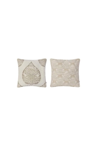 2 housses de coussin Blue Leaf - Beige - 50 x 50 cm