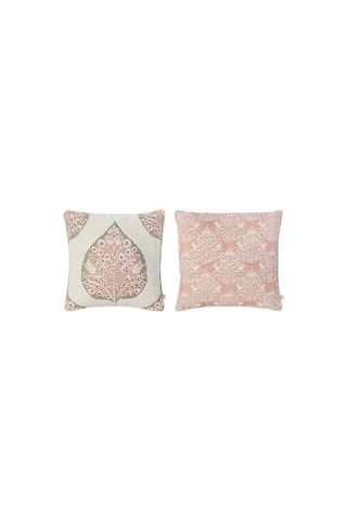 2 housses de coussin Blue Leaf - Rose - 50 x 50 cm