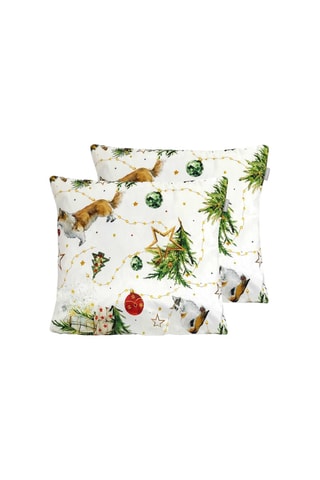 2 housses de coussin en velours Puppies - Blanc et vert - 45 x 45 cm