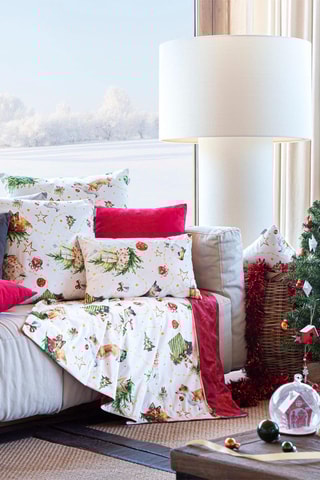 2 housses de coussin en velours Puppies - Blanc et vert - 45 x 45 cm