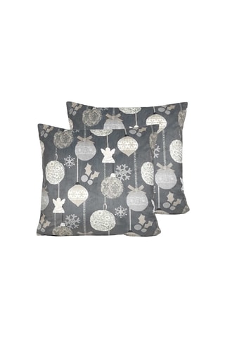 2 housses de coussin en velours Rustic - Blanc et gris - 45 x 45 cm