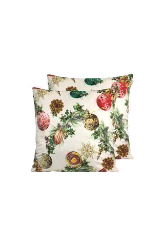 2 housses de coussin en velours Decoration Xmas - Blanc et rouge - 60 x 60 cm