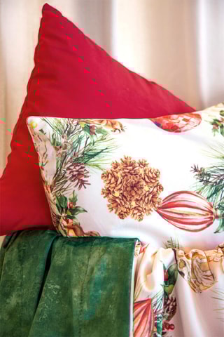 2 housses de coussin en velours Decoration Xmas - Blanc et rouge - 60 x 60 cm