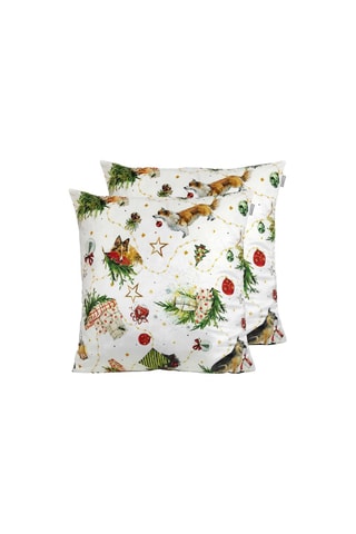 2 housses de coussin en velours Puppies - Blanc et vert - 60 x 60 cm