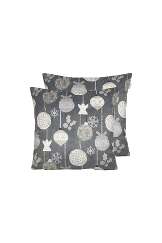 2 housses de coussin en velours Rustic - Blanc et gris - 60 x 60 cm