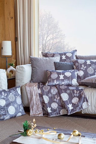 2 housses de coussin en velours Rustic - Blanc et gris - 60 x 60 cm