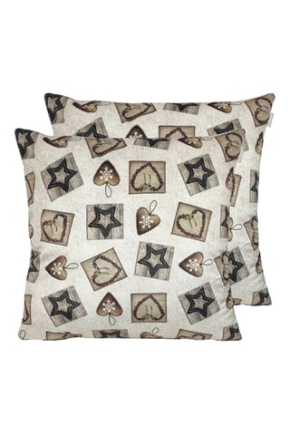 2 housses de coussin Warm Xmas Beige et noir - 60 x 60 cm