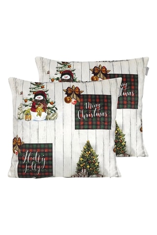 2 housses de coussin Holly Jolly Blanc et noir - 45 x 45 cm