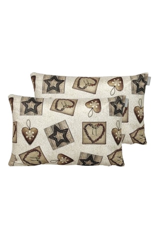 2 housses de coussin Warm Xmas Beige et noir - 30 x 50 cm