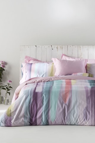 Housse de couette en coton 57 fils/cm² Loane - Rose et prune