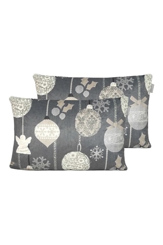 2 housses de coussin en velours Rustic - Blanc et gris - 30 x 50 cm