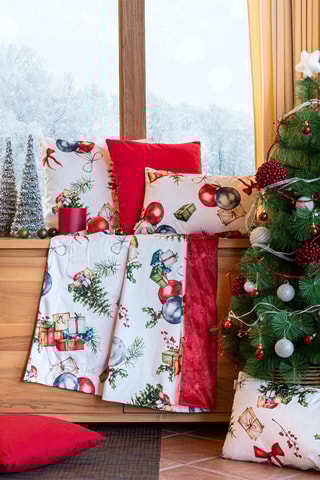 2 housses de coussin en velours Presents - Blanc et vert - 45 x 45 cm