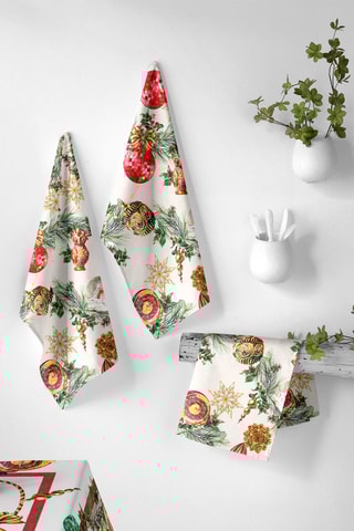 2 torchons Decoration Xmas Blanc et rouge