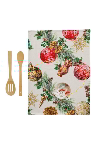 2 torchons Decoration Xmas Blanc et rouge