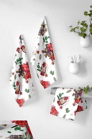 2 torchons Ribbon Blanc et rouge