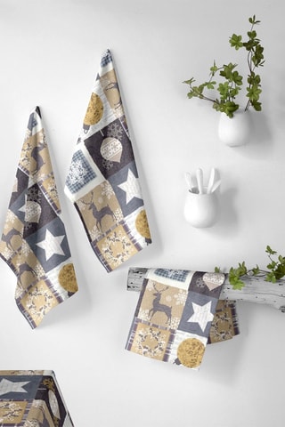 2 torchons Rustic Gris et beige