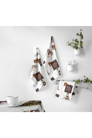 2 torchons de cuisine Holly Jolly - Blanc et rouge