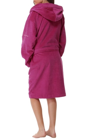 Peignoir en velours  à capuche - Aubergine