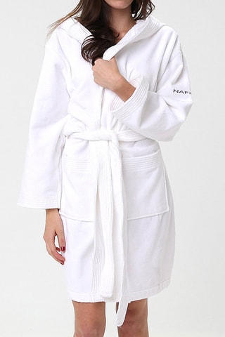 Peignoir en velours à capuche - Blanc