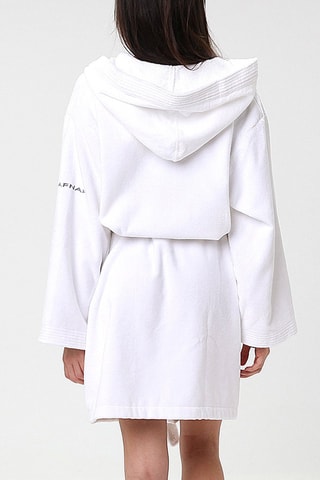 Peignoir en velours à capuche - Blanc