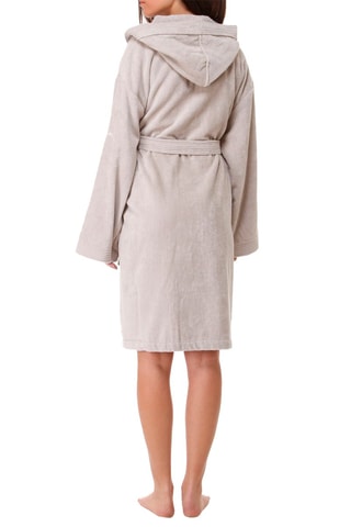 Peignoir en velours  à capuche - Beige