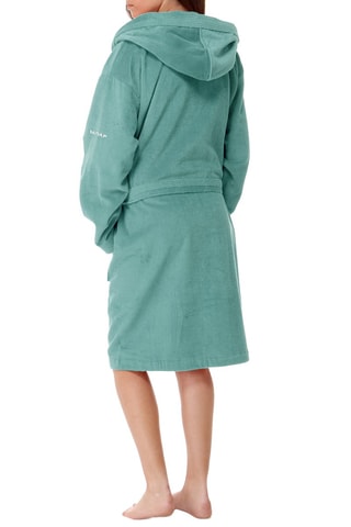 Peignoir en velours  à capuche - Bleu lagon